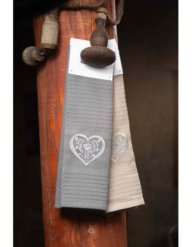 TORCHON BRODES COEUR 50x70