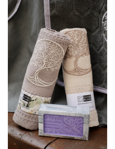 LOT 2 TORCHONS ARBRE DE VIE ET SAVON LAVANDE